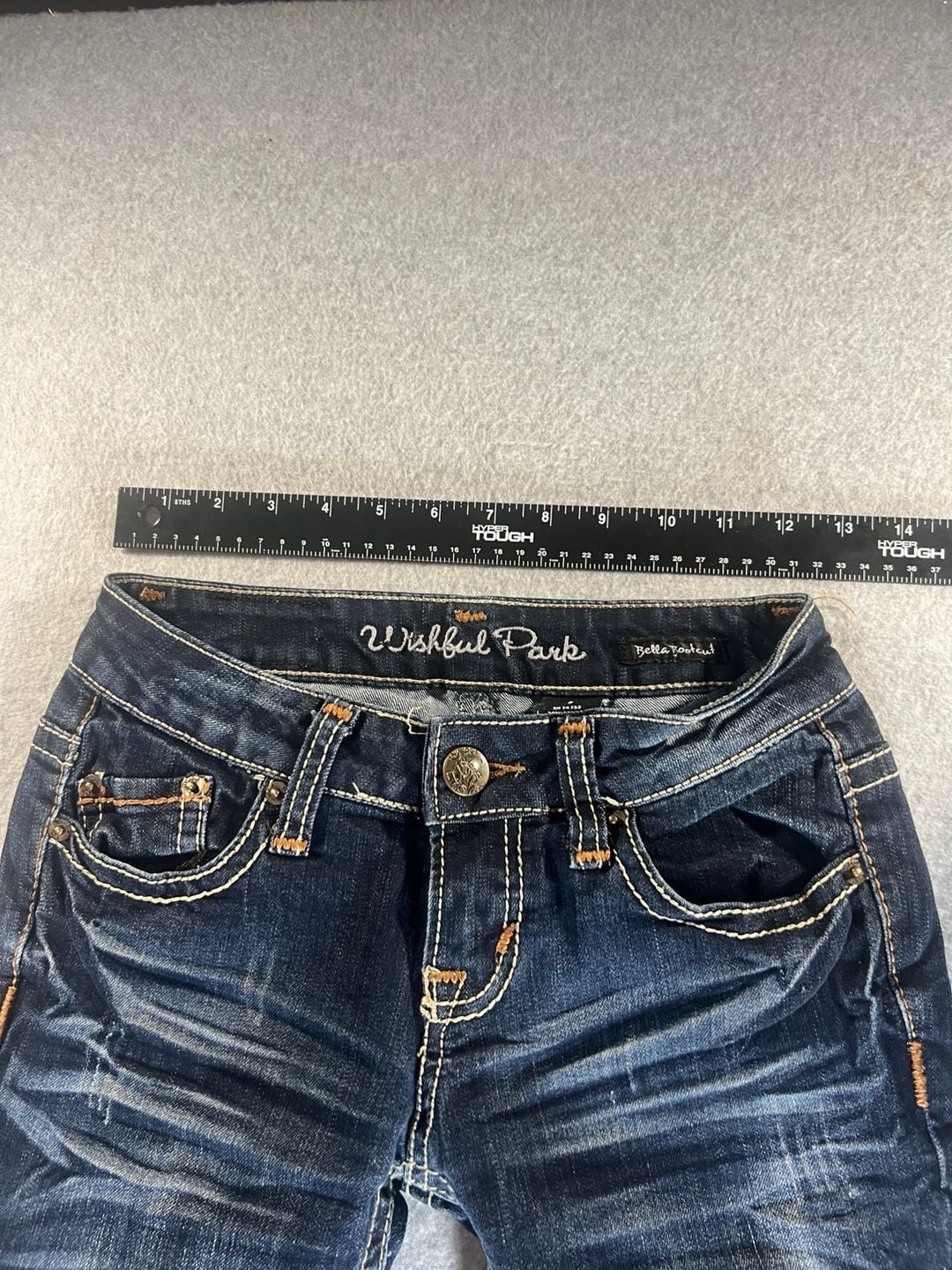 Wishful Park Bella Bootcut Jeans Waist Size 1 Low Rise Distressed Blue Jeans 6