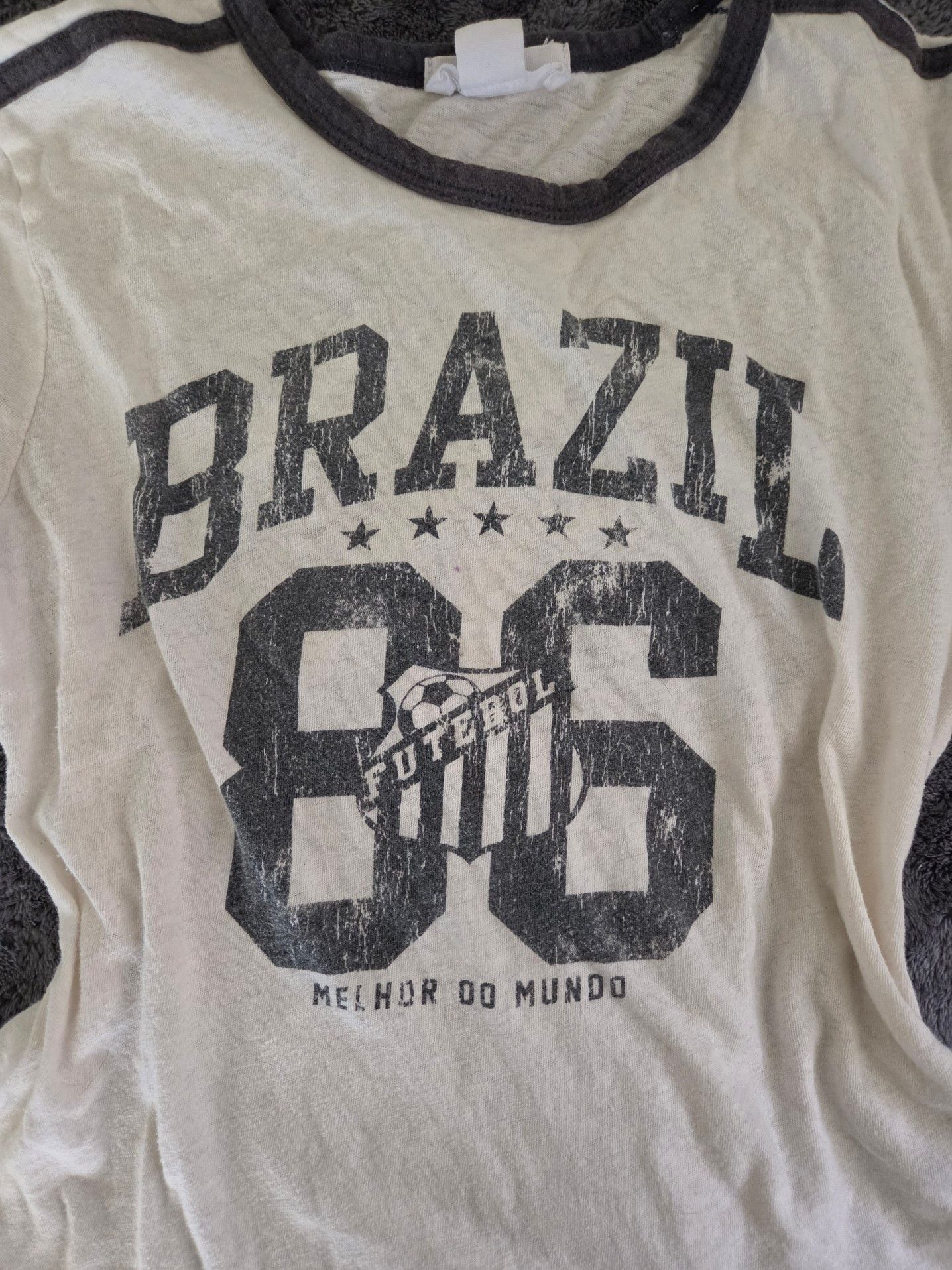 Soccor core Outlaw Brazil 86 Futebol Graphic Ringer T-Shirt Size XS 4