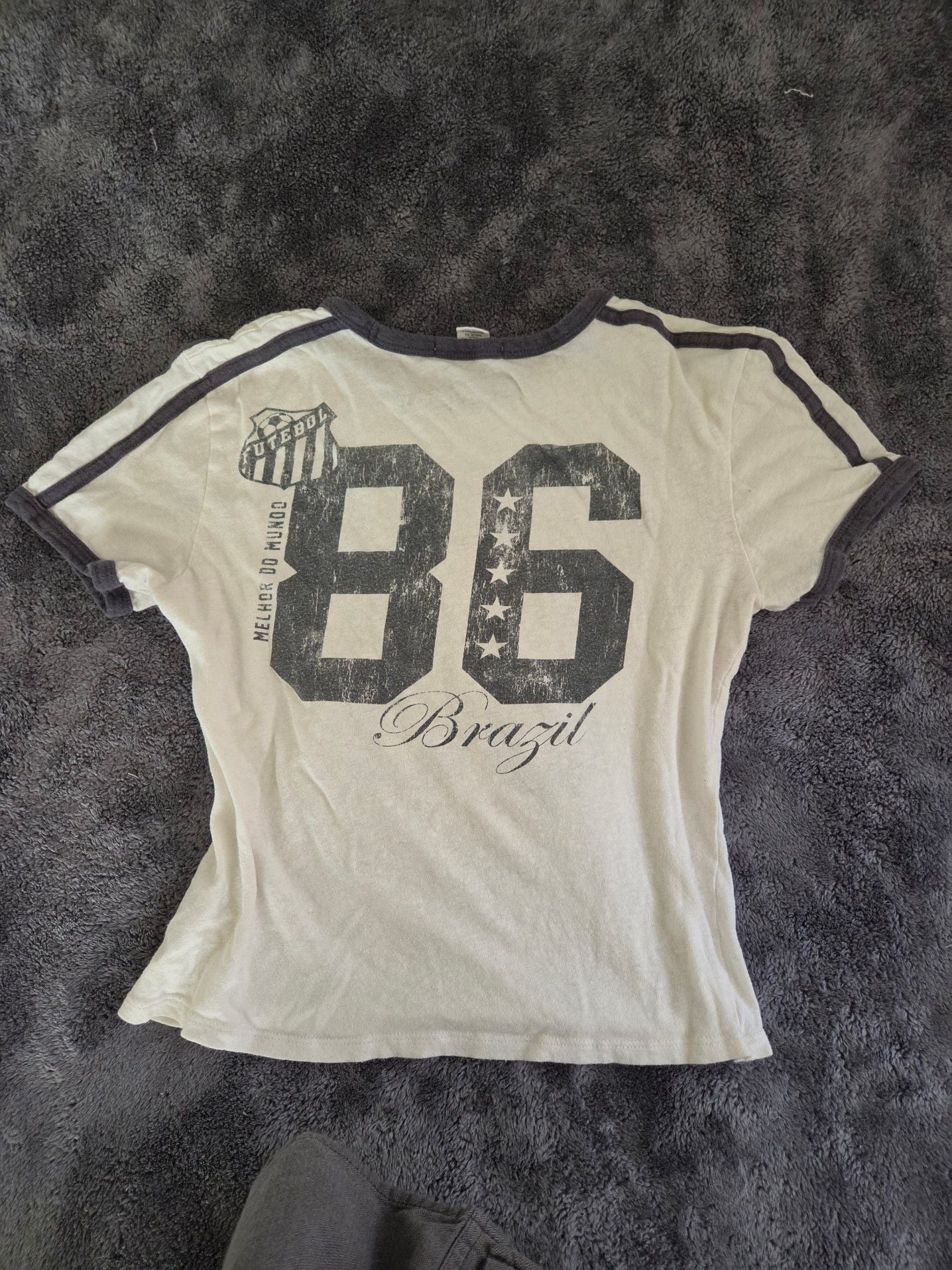 Soccor core Outlaw Brazil 86 Futebol Graphic Ringer T-Shirt Size XS 5