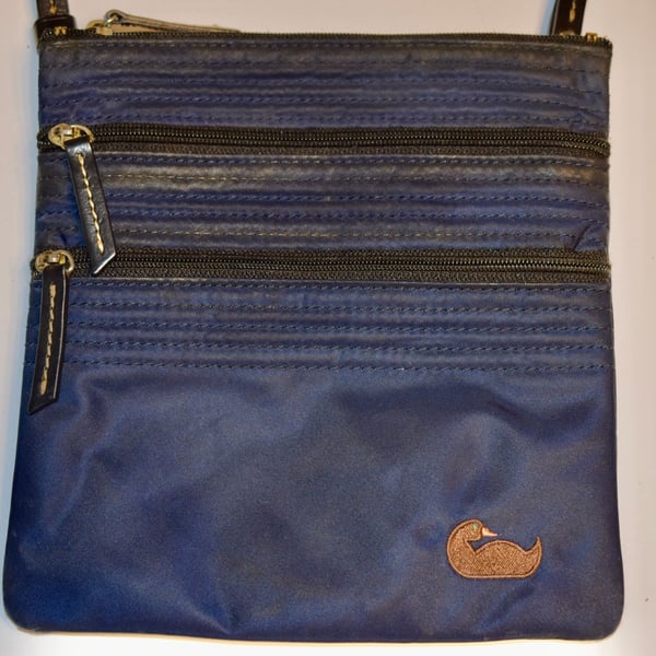 Dooney & Bourke Nylon Triple Zip Crossbody Bag Navy Blue