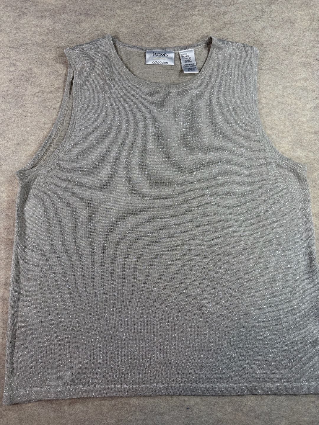 Kevo Collection gold Metallic Silk Blend Sleeveless Tank Top Size XL silk Lurex blend 7