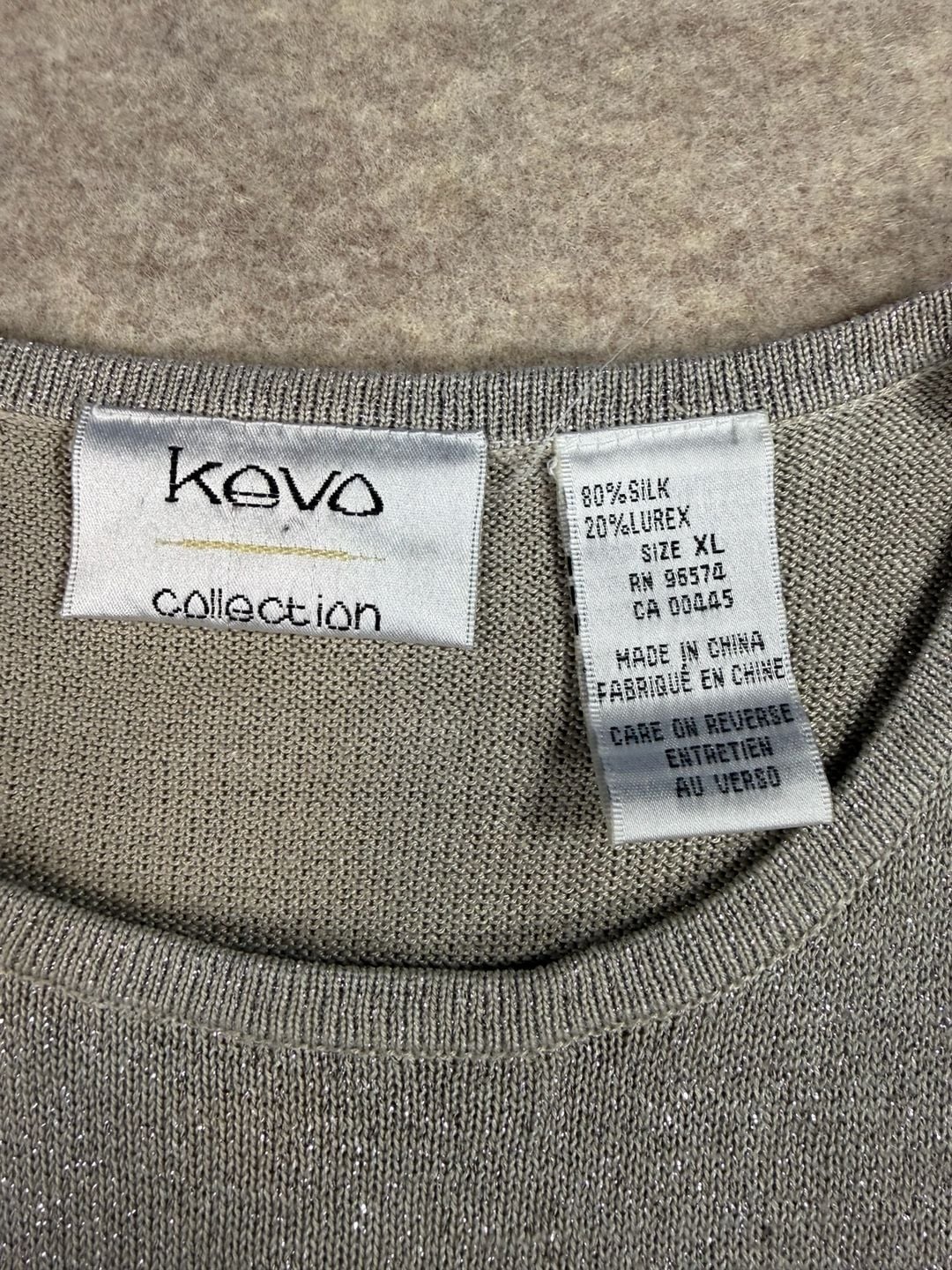 Kevo Collection gold Metallic Silk Blend Sleeveless Tank Top Size XL silk Lurex blend 5
