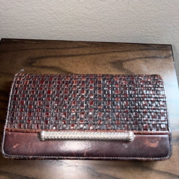 Brighton Woven Leather Organizer Wallet with Heart Hardware