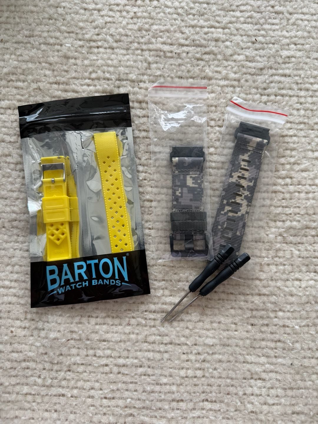 Barton Watch Bands 18mm Yellow Silicone Quick Release Strap and camo band 2