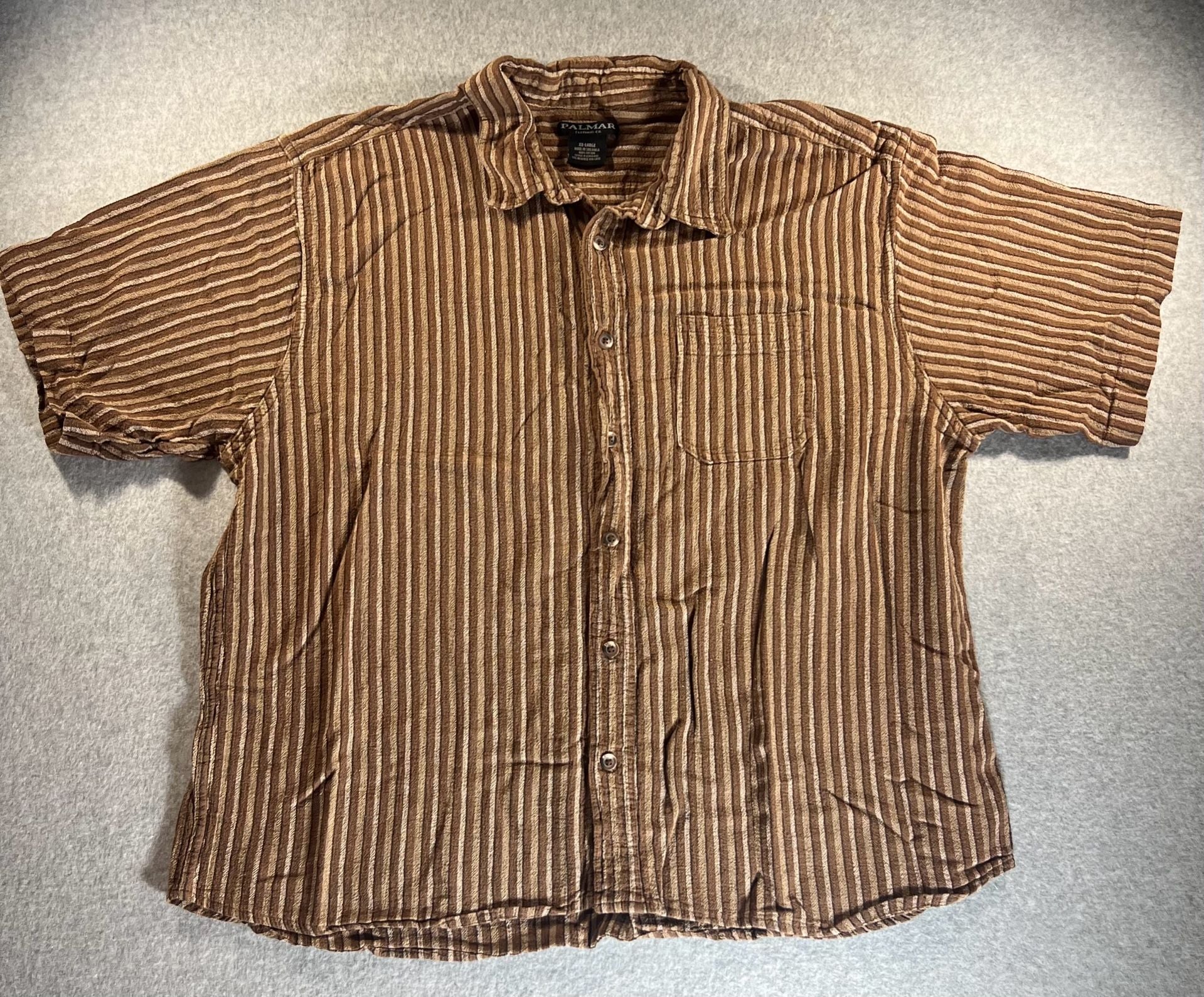 Palmar Clothing Co. Brown Striped Short Sleeve Button Down Shirt XX-Large 2
