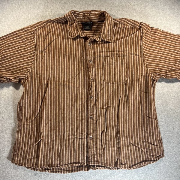 Palmar Clothing Co. Brown Striped Short Sleeve Button Down Shirt XX-Large