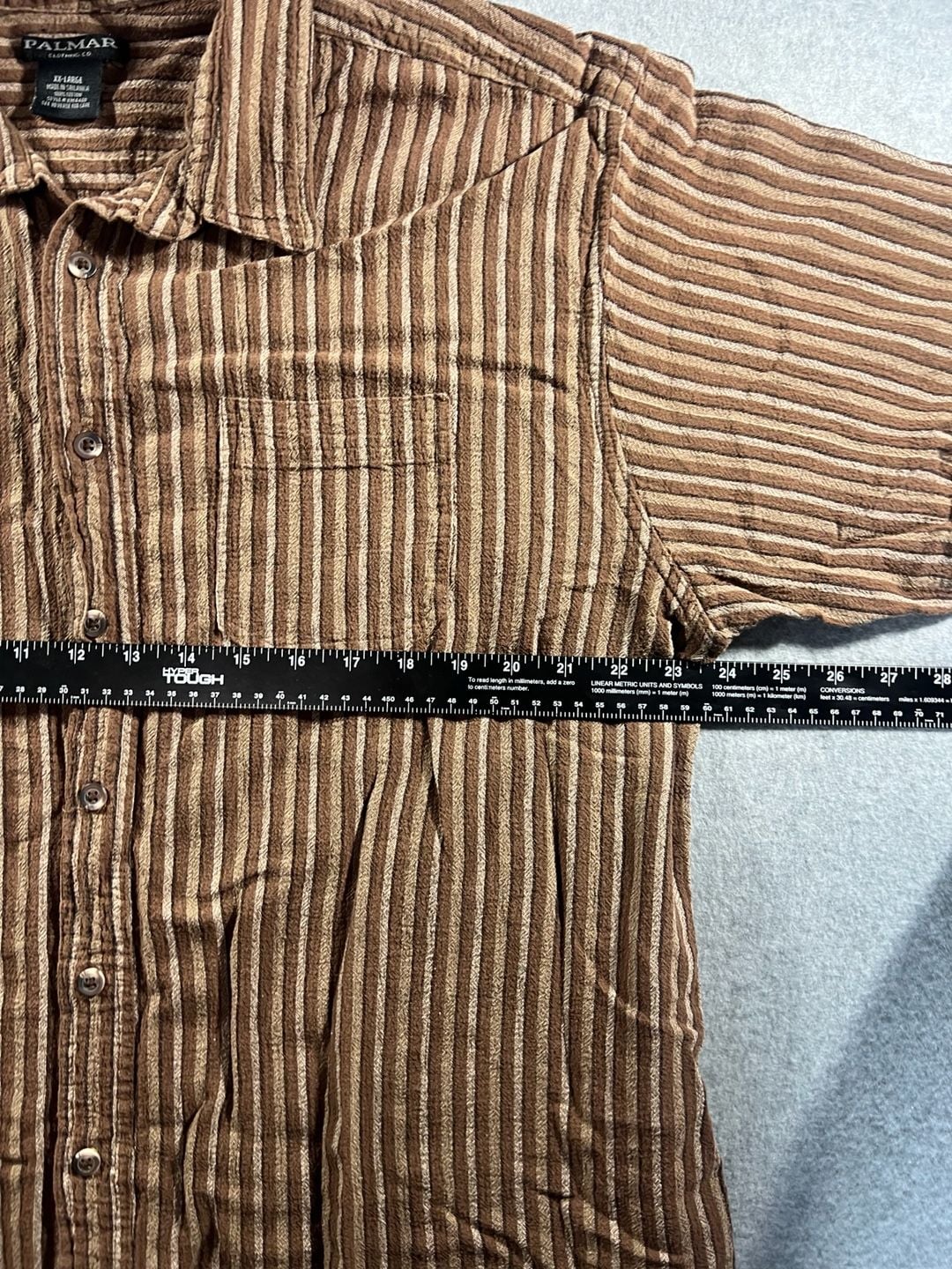 Palmar Clothing Co. Brown Striped Short Sleeve Button Down Shirt XX-Large 6