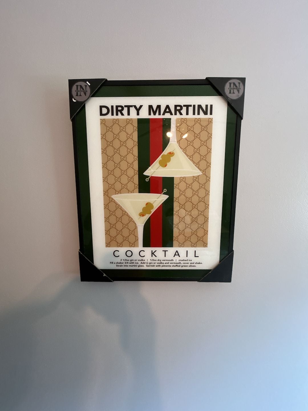 Cultured In Dirty Martini Cocktail Framed Wall Art 1