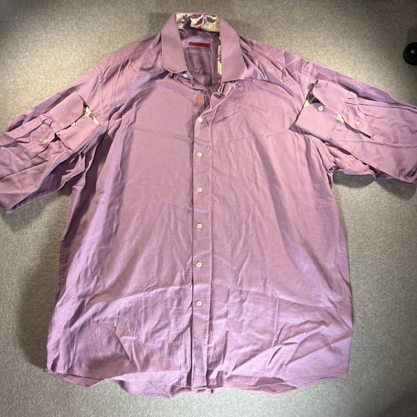 Luckiana Viscanti Shirt Men's 3x LT Long Sleeve pink & purple geometric 