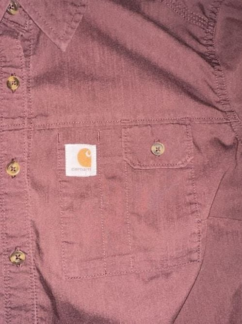 Carhartt Force Relaxed Fit Long Sleeve Button Down Shirt Plum Size M (8/10) 3