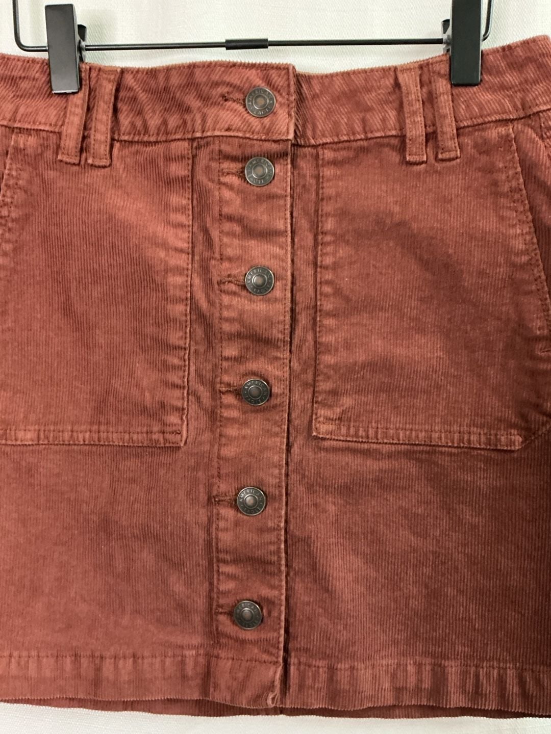 American Eagle Corduroy Button-Front Mini Skirt Rust Brown 3