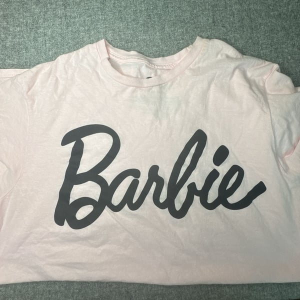 Barbie Script Logo Light Pink Graphic T-Shirt