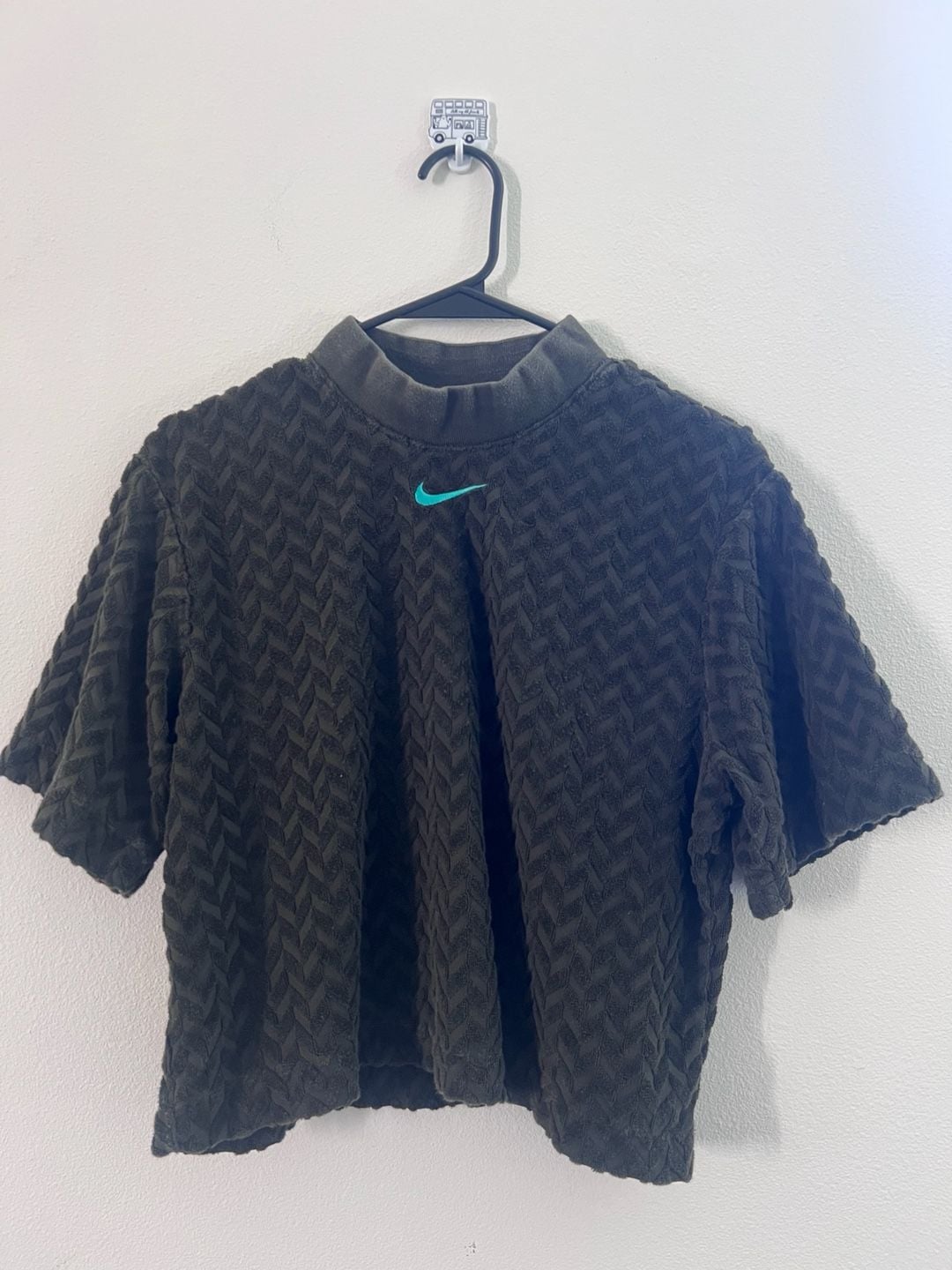 Nike Sportswear Everyday Modern Jacquard Mock Boxy Top tshirt dark green 2