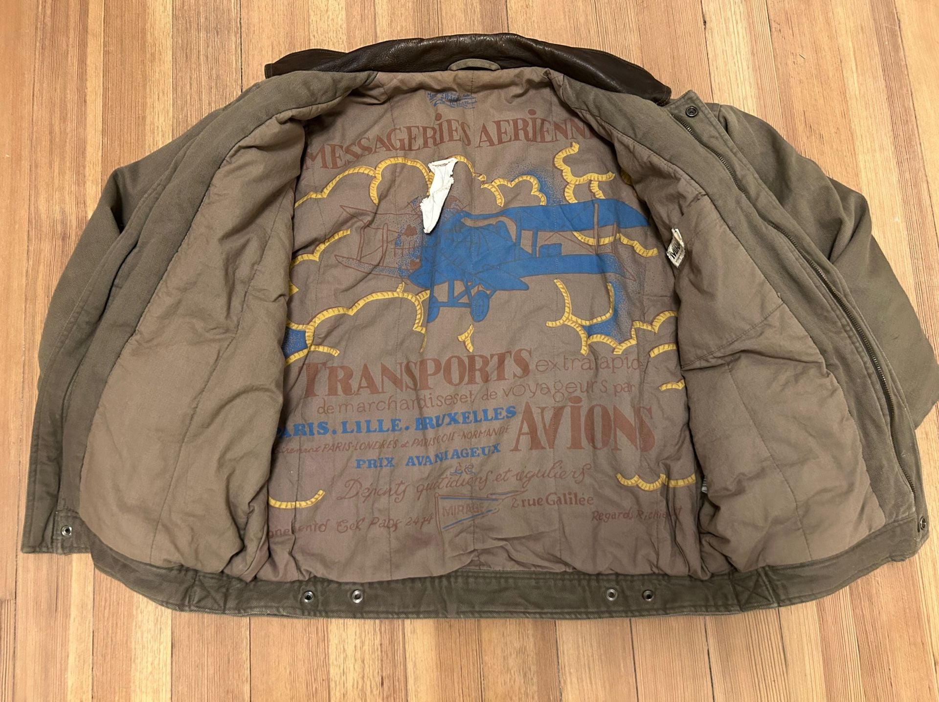Vintage Mirage Mixed Media Leather Collar Canvas Trucker Jacket 3