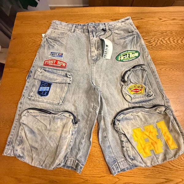 First Row Patches Multi Cargo Denim Jorts