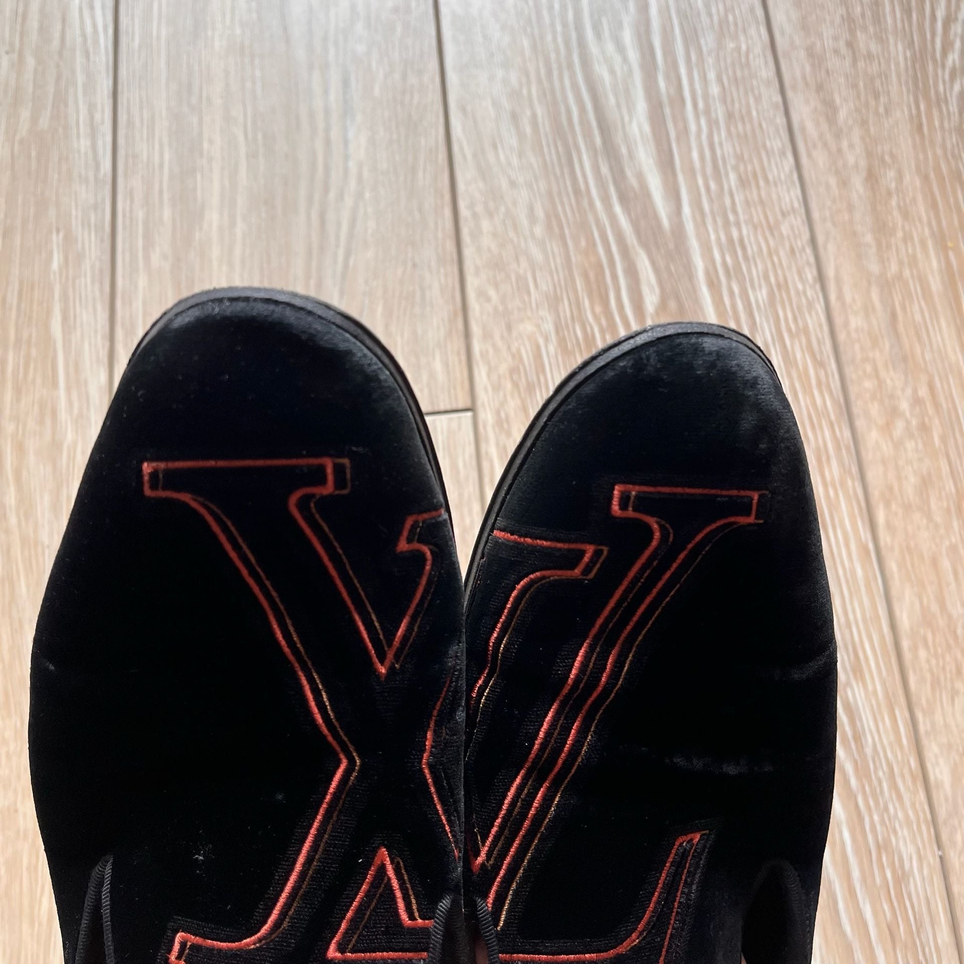 Louis Vuitton Auteuil Velvet Embroidered LV Logo Loafers 9