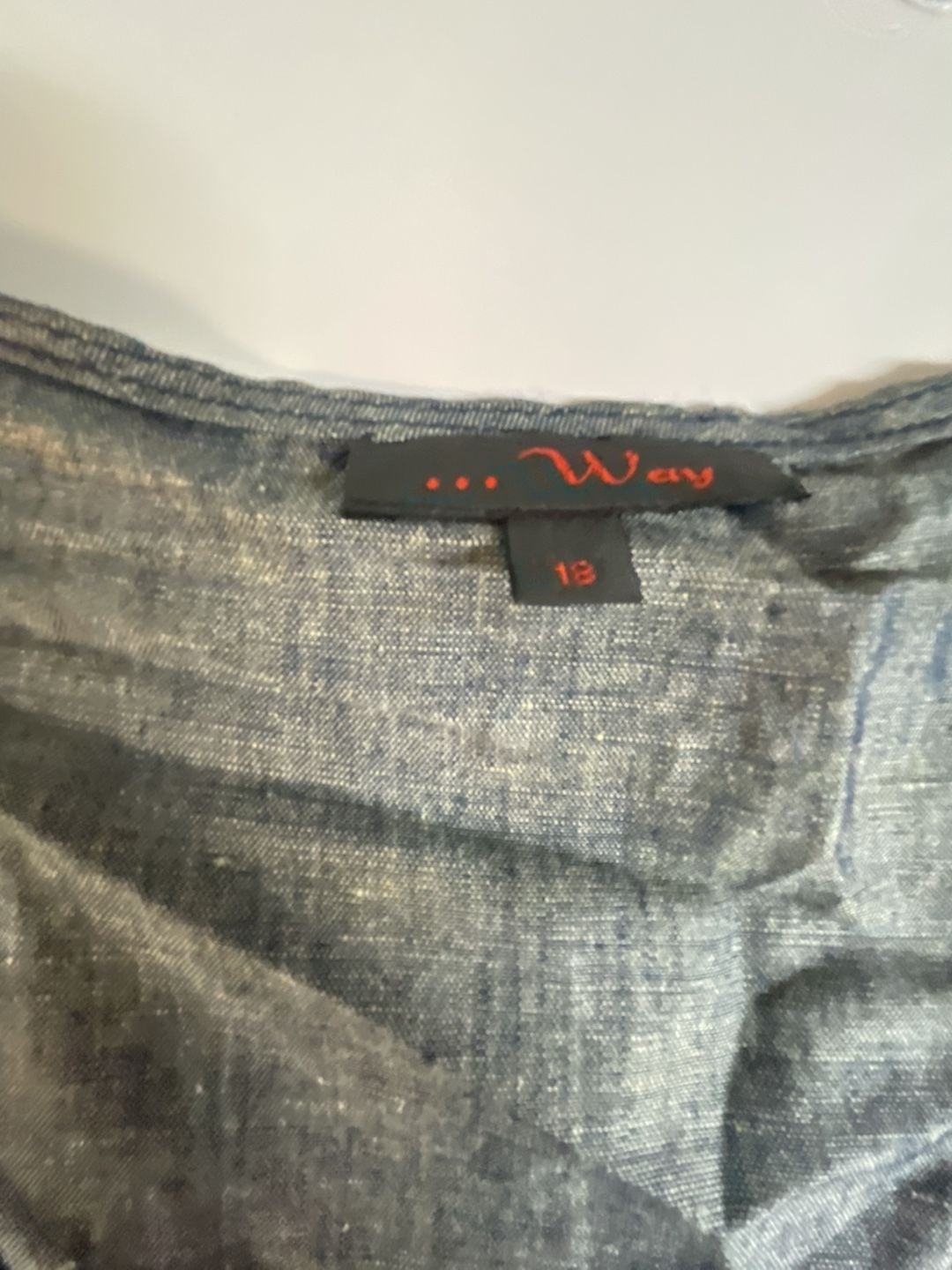 My Way Denim Blue Linen Blend Sleeveless Top with Woven Fringe Trim 3