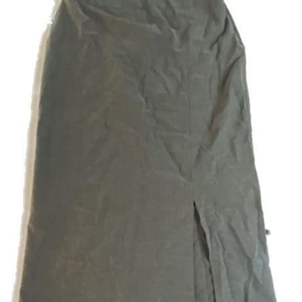 S.RAG Gray High-Waisted Side Slit Midi Pencil Skirt