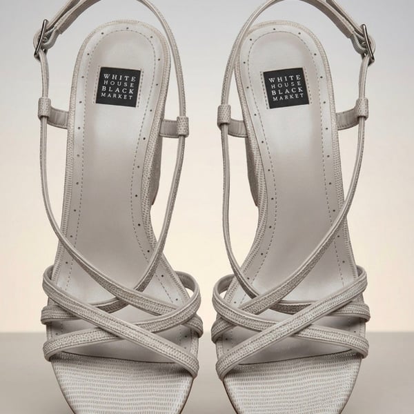 White House Black Market Silver Strappy Wedge Sandals