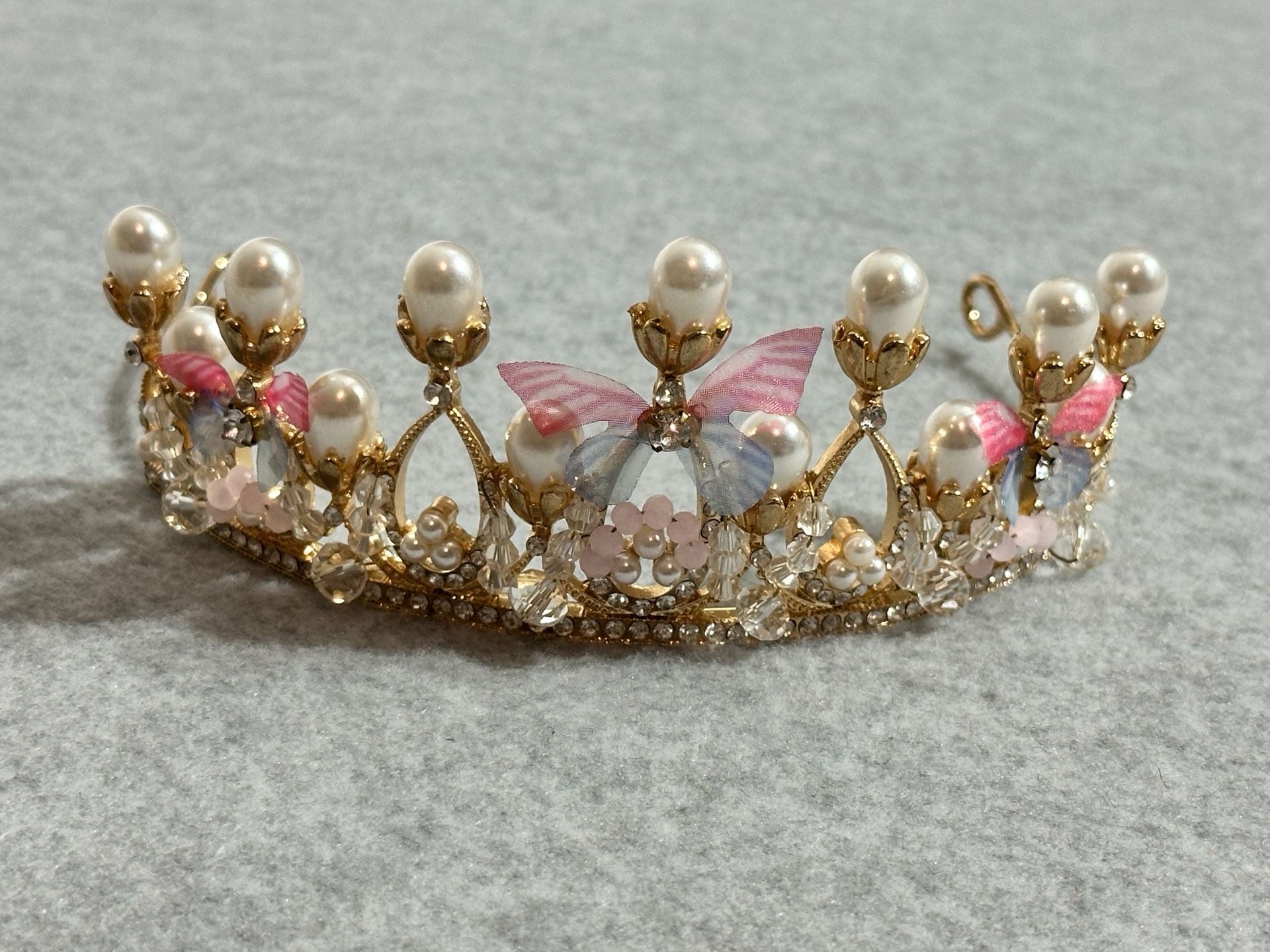 Butterfly Crown — Pearl Tiara – Gold Bridal Crowns for Wedding or Quinceañera  7