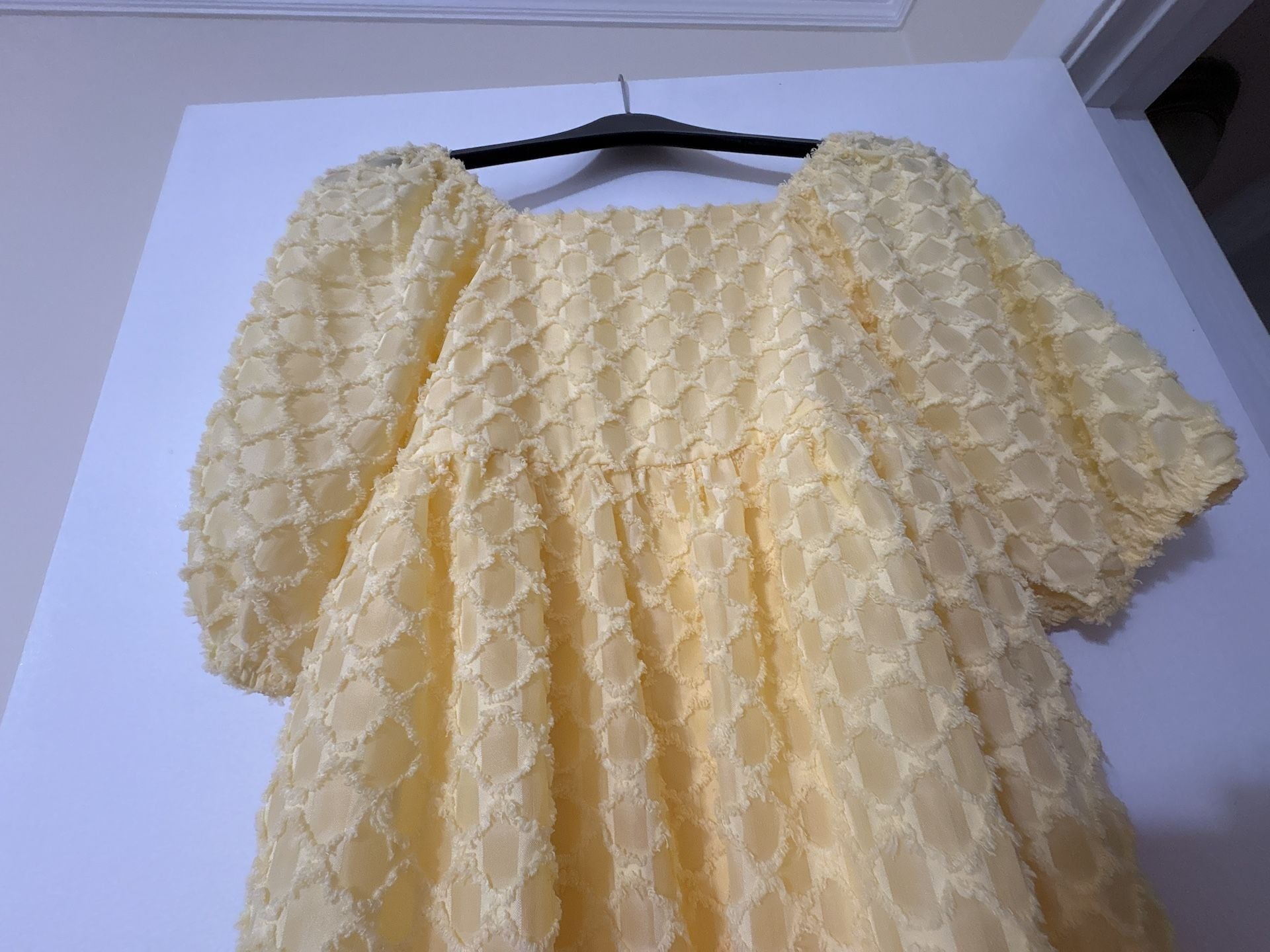 Speechless Kids Yellow Textured Chiffon Puff Sleeve Babydoll Dress 3