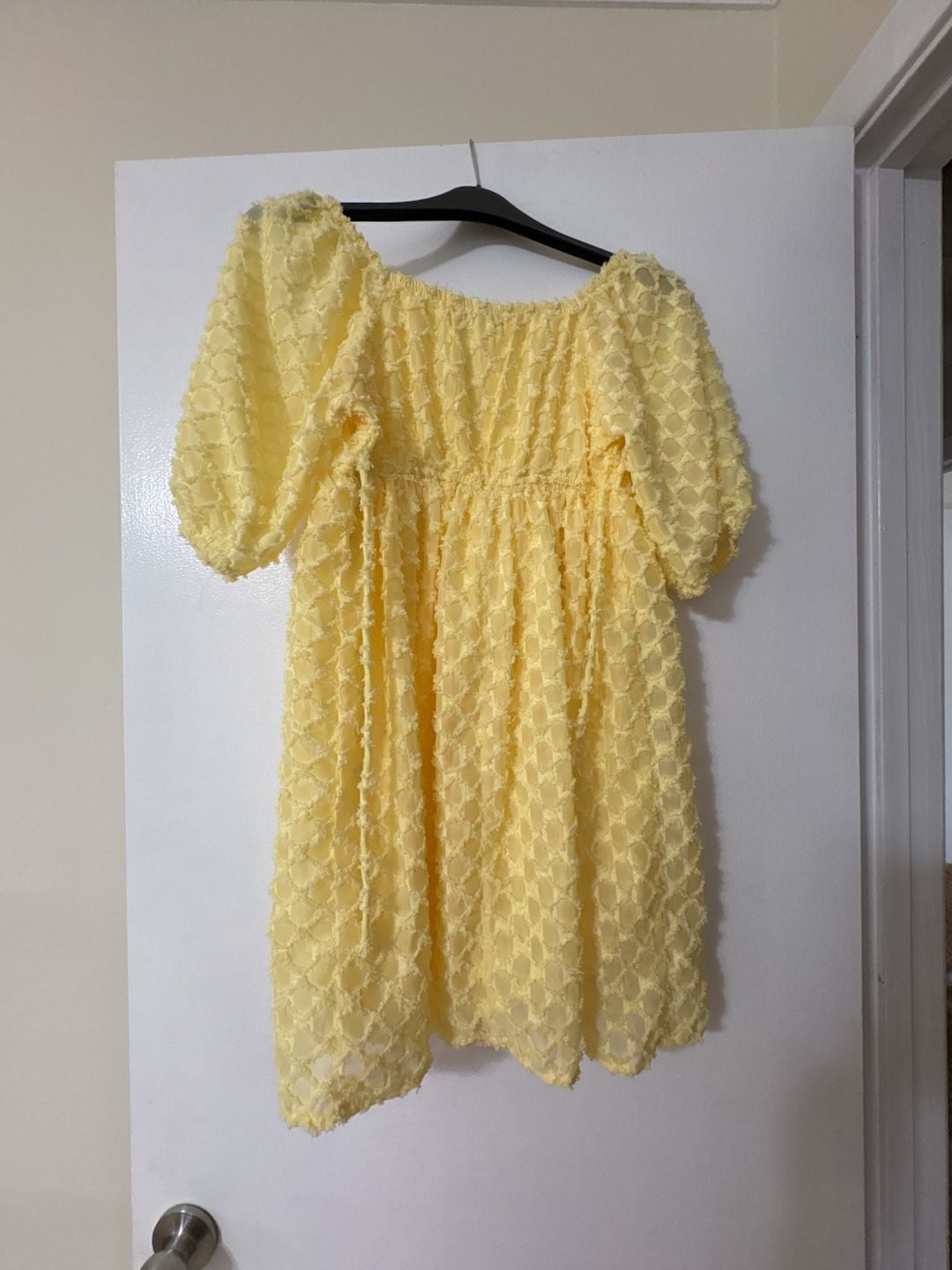 Speechless Kids Yellow Textured Chiffon Puff Sleeve Babydoll Dress 5