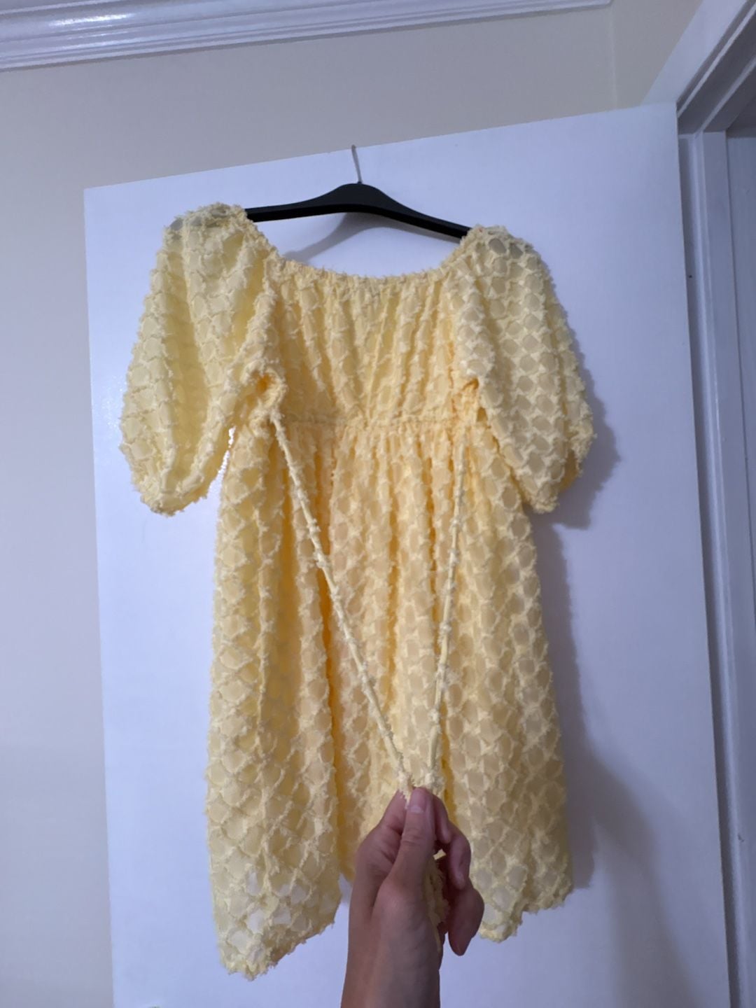 Speechless Kids Yellow Textured Chiffon Puff Sleeve Babydoll Dress 6