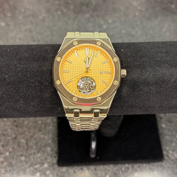 American Jewel Gold Octagon Open Heart Automatic Watch