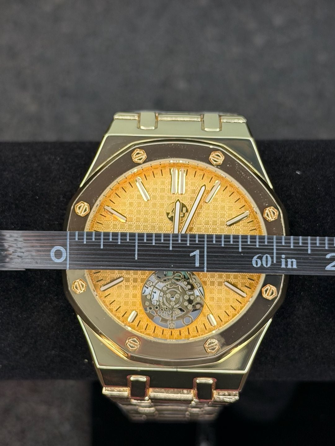 American Jewel Gold Octagon Open Heart Automatic Watch 4