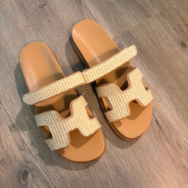 Steve Madden Mayven Natural Raffia Slide Sandals