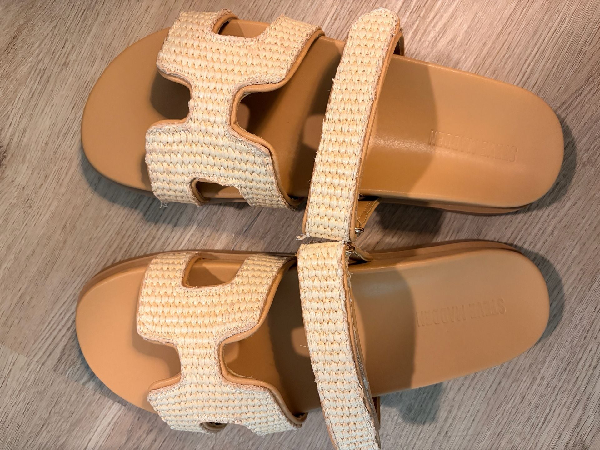 Steve Madden Mayven Natural Raffia Slide Sandals 7