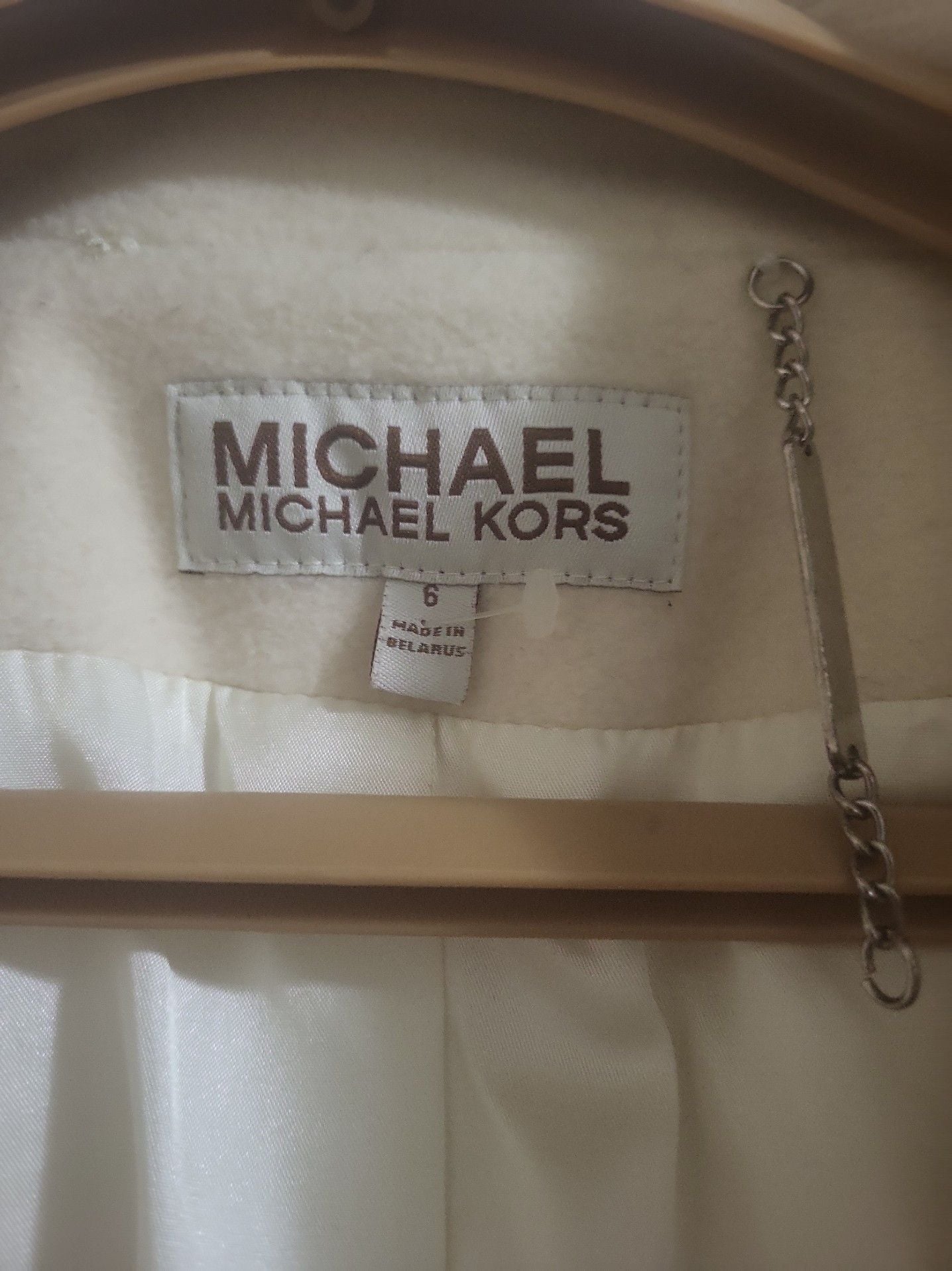 MICHAEL Michael Kors Cream Wool Blend Double Breasted Peacoat 2