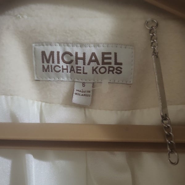 MICHAEL Michael Kors Cream Wool Blend Double Breasted Peacoat