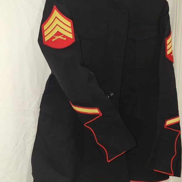 USMC Men's Dress Blue Blouse Jacket Staff Sergeant Rank 38S