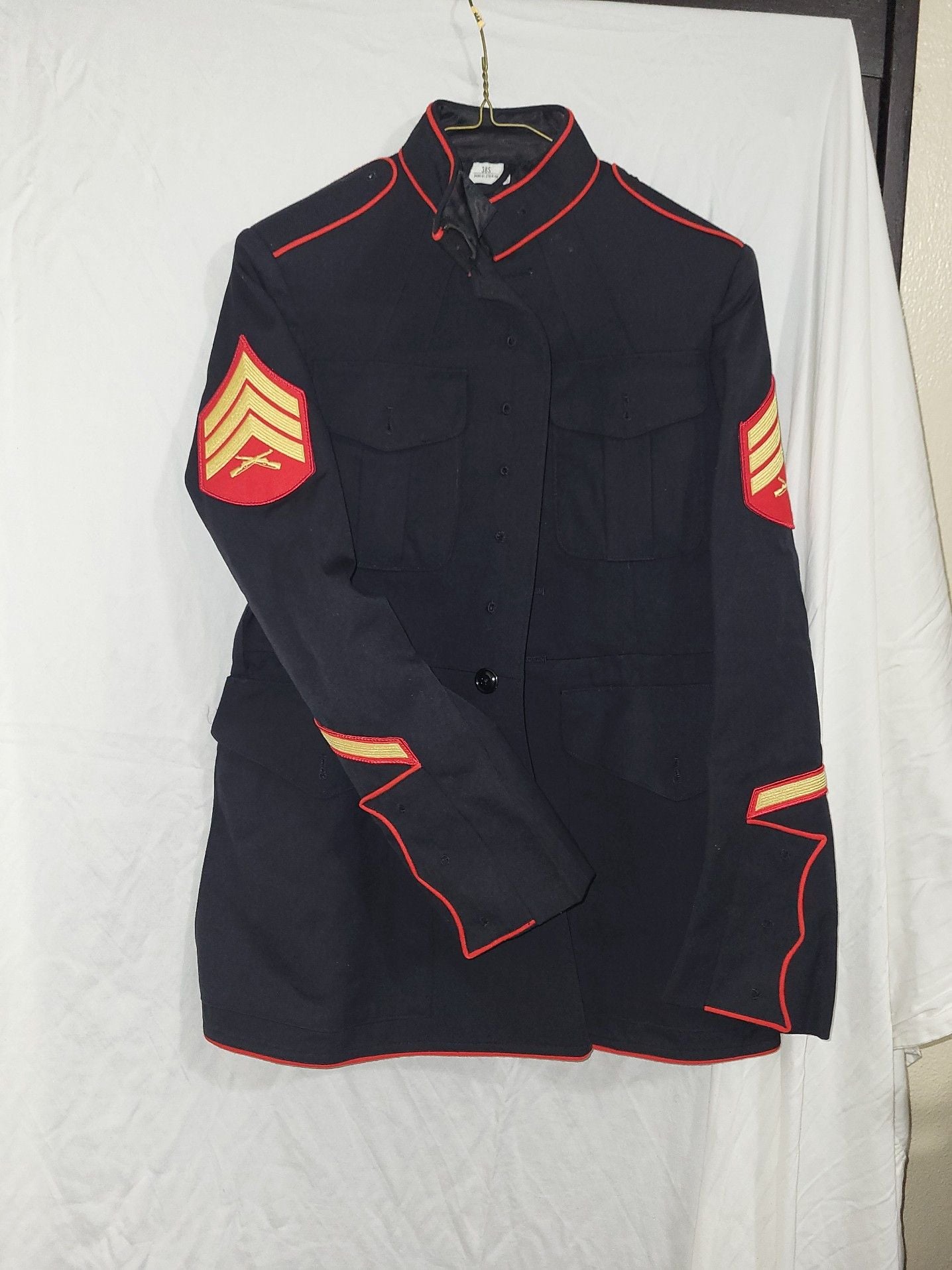 USMC Men's Dress Blue Blouse Jacket Staff Sergeant Rank 38S 2