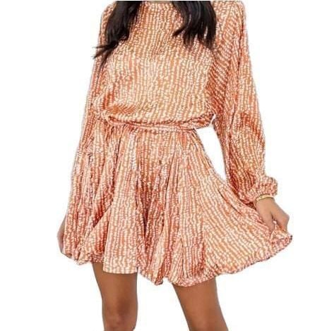 Talulah Amber Fawn Polka Dot Long Sleeve Mini Dress 2