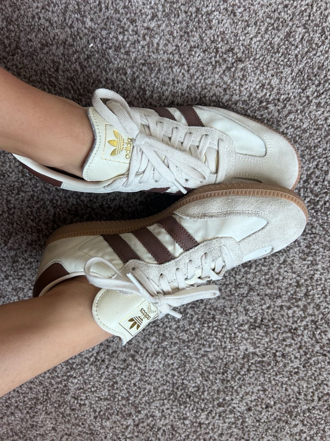 OG samba sneakers. beige and brown. size 7.5 2