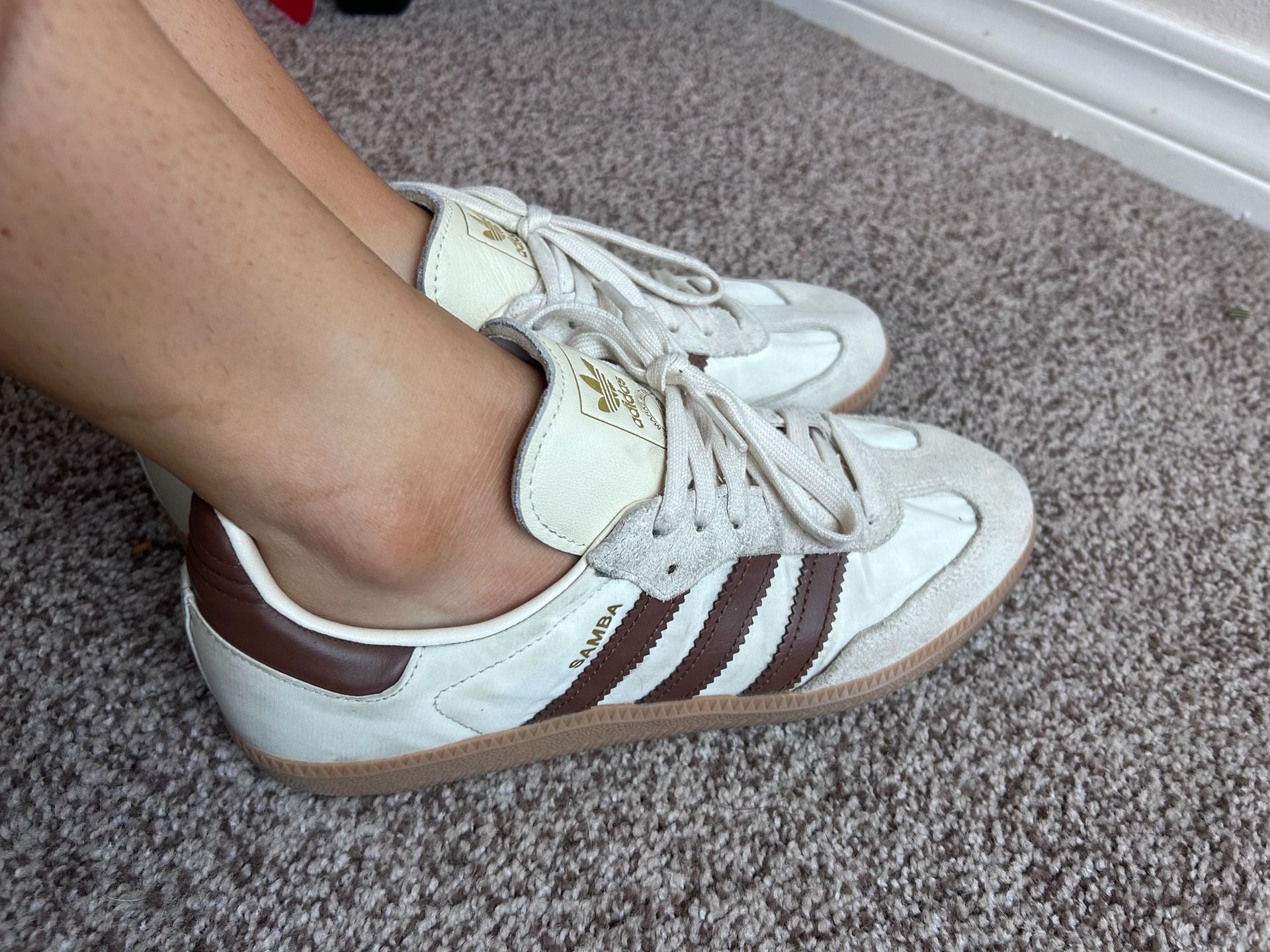 OG samba sneakers. beige and brown. size 7.5 3