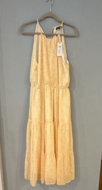 Steve Madden Stitch Fix Exclusive Floral Halter Tiered Maxi Dress Butter Yellow 2