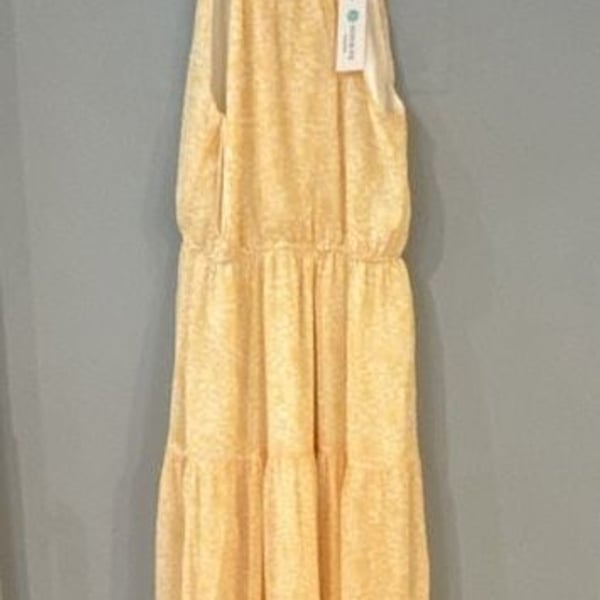 Steve Madden Stitch Fix Exclusive Floral Halter Tiered Maxi Dress Butter Yellow