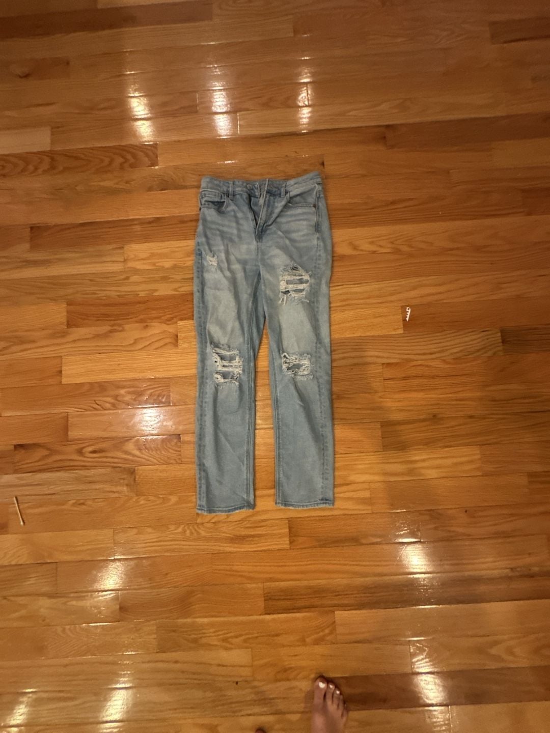American Eagle High-Rise Next Level Stretch Distressed Mom Jeans 2