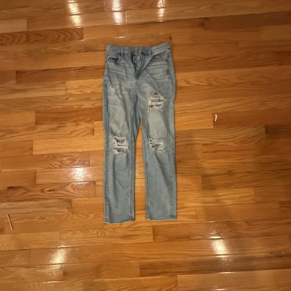 American Eagle High-Rise Next Level Stretch Distressed Mom Jeans