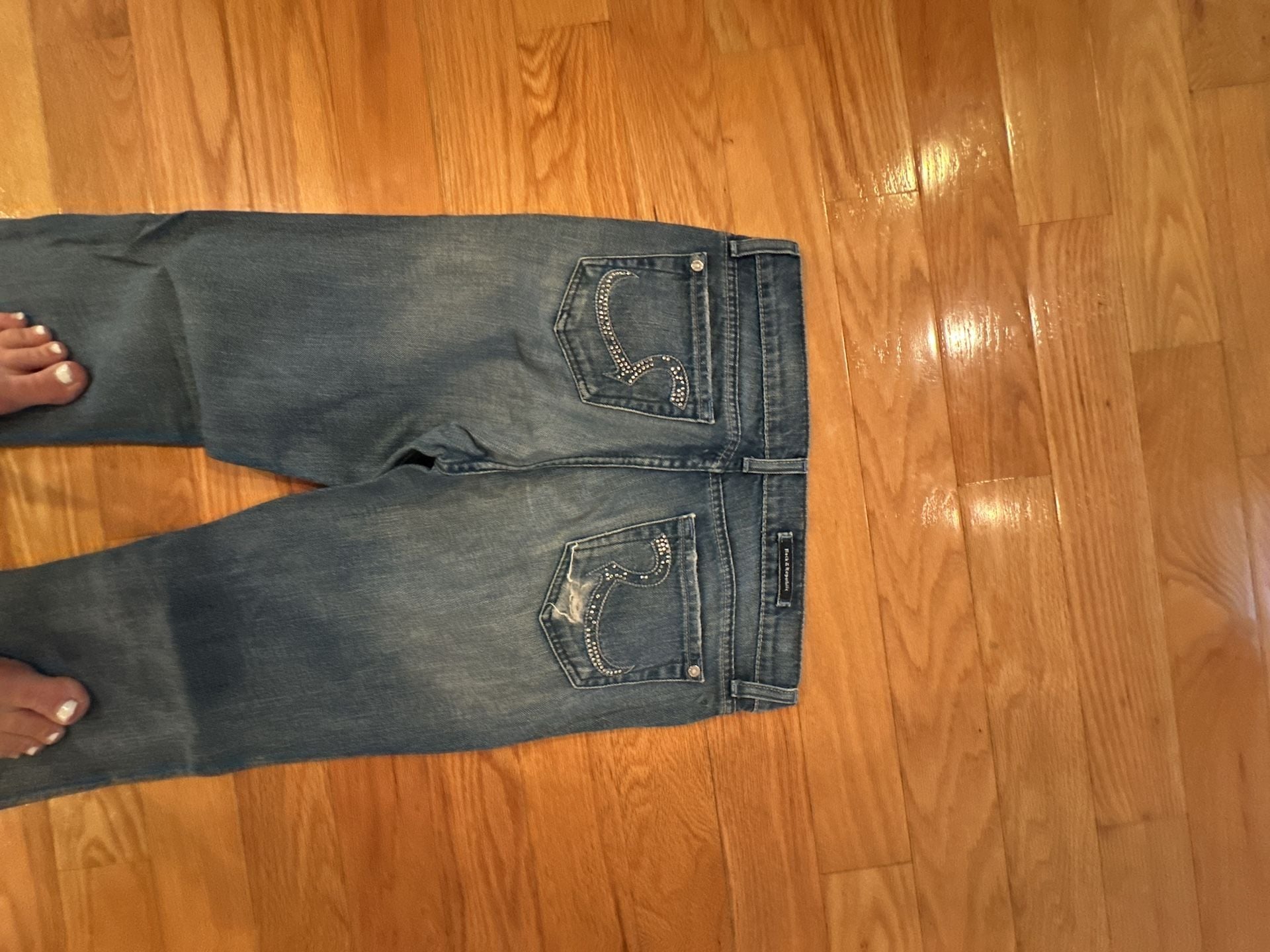 Rock & Republic Kasandra Low Rise Studded Bootcut Flare Jeans 4