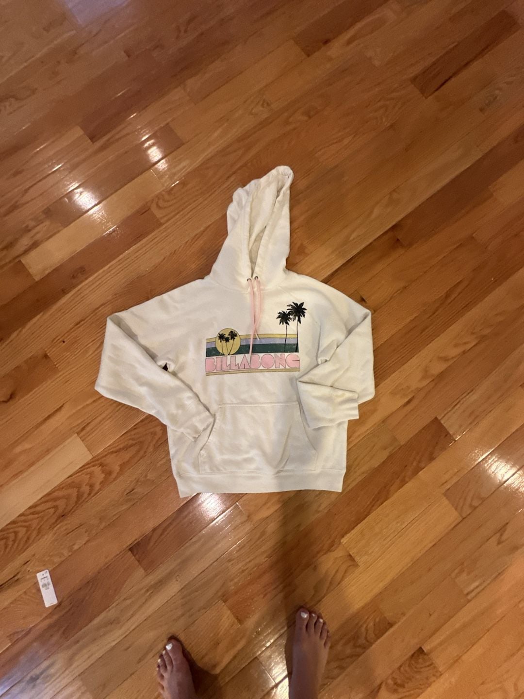 Billabong Sunset Palm Trees Logo Hoodie White Fleece 2