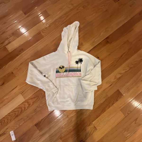 Billabong Sunset Palm Trees Logo Hoodie White Fleece