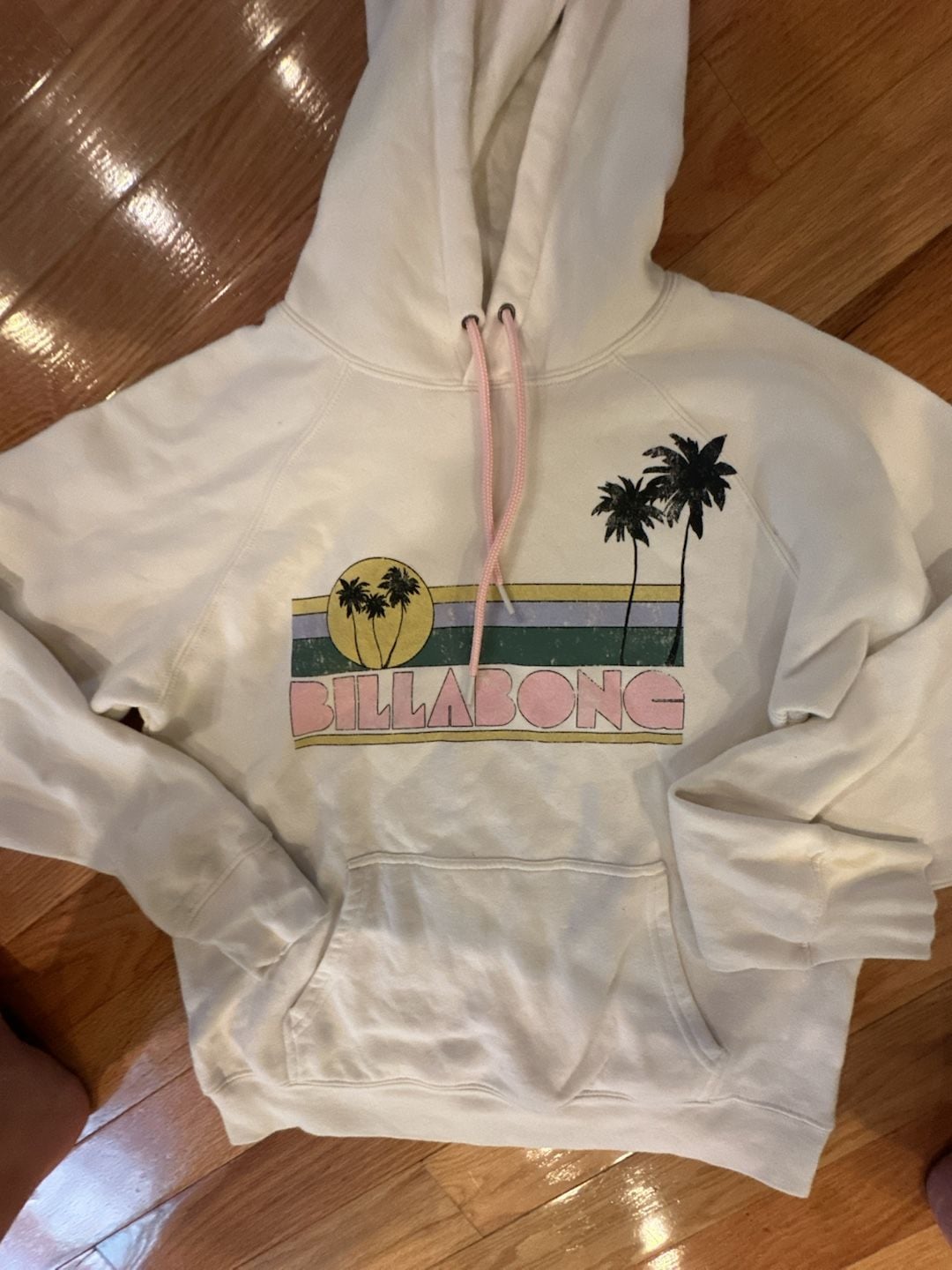 Billabong Sunset Palm Trees Logo Hoodie White Fleece 4