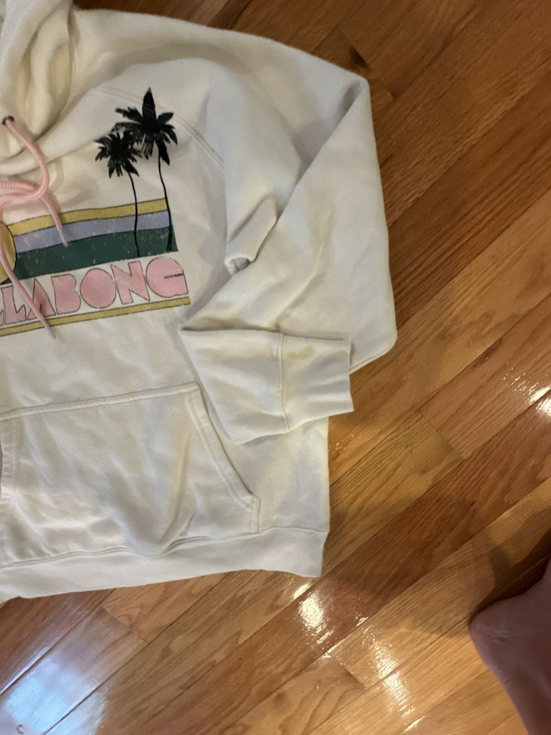 Billabong Sunset Palm Trees Logo Hoodie White Fleece 6