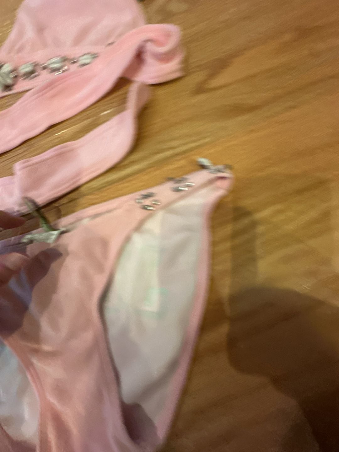 Vintage Juicy Couture Terry Cloth Pink Bikini Set with Rhinestone Shell Accents 4