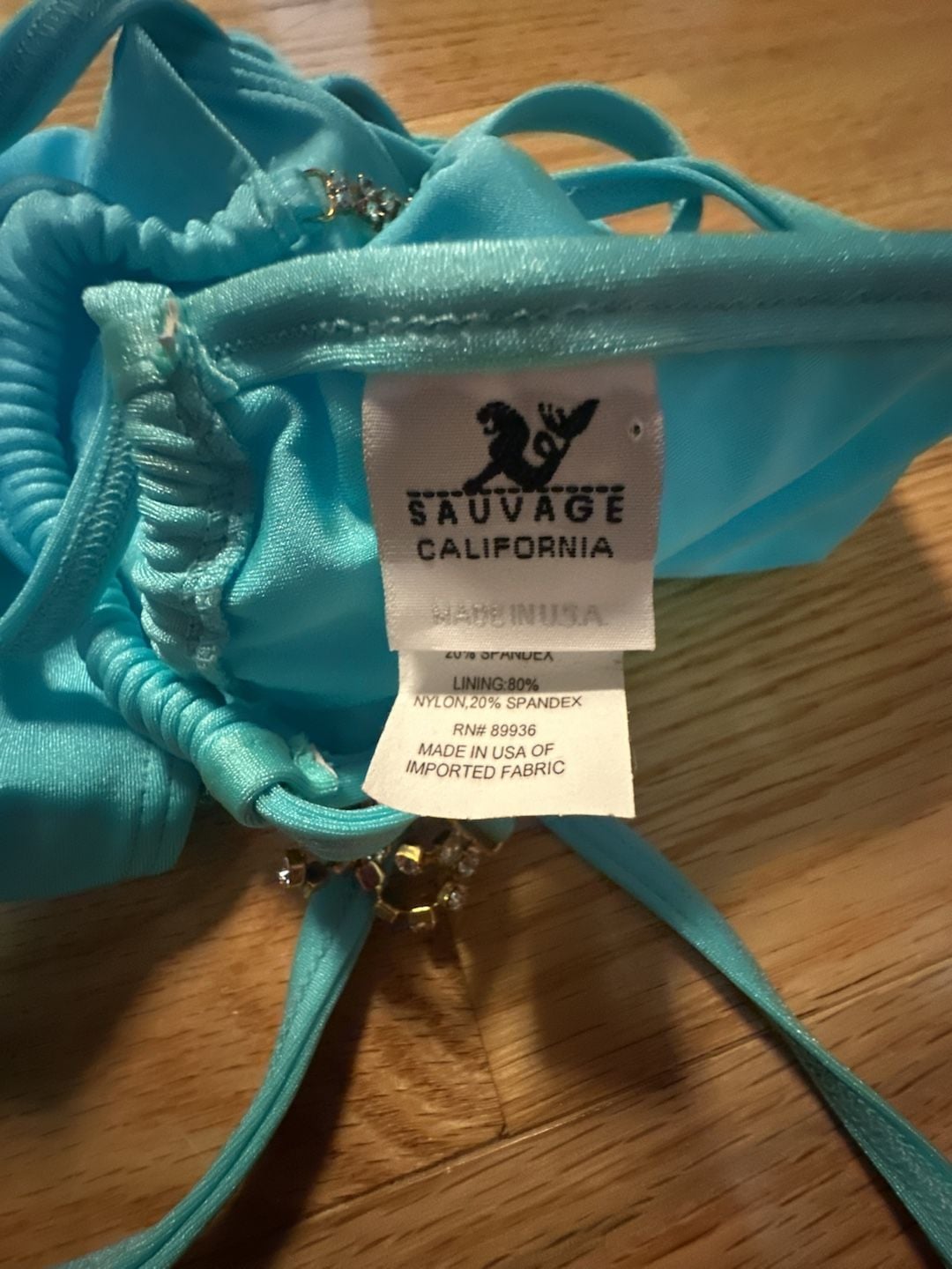 Vintage Sauvage Turquoise Crystal Embellished Triangle Bikini Set 4