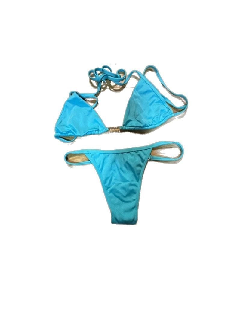 Vintage Sauvage Turquoise Crystal Embellished Triangle Bikini Set 3